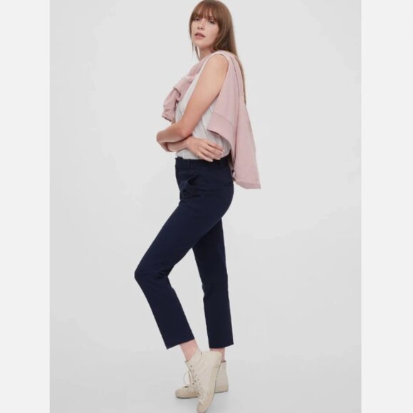 GAP High Rise Slim Straight Ankle Pants Stretch Navy Blue Size 14 TALL NWT RT$70 - Picture 1 of 11